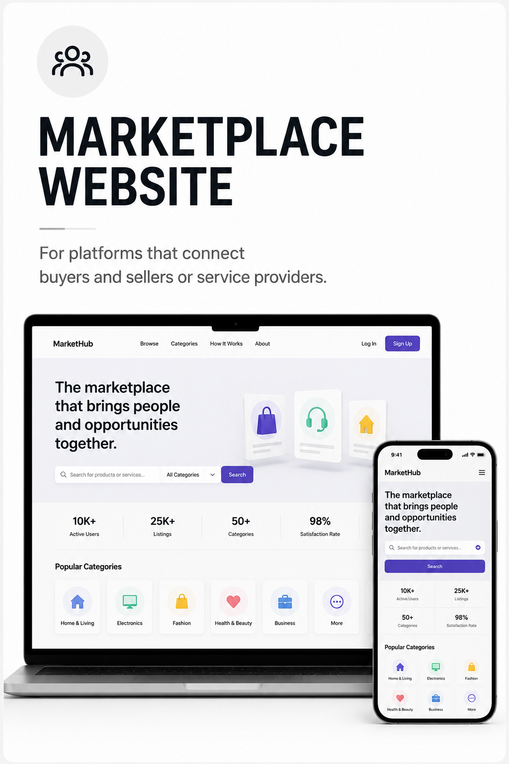 Marketplace Website - For two-sided networks.